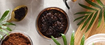 Coffee scrub for skin and face care, exfoliating to reveal smoother, refreshed skin